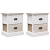 vidaXL Mesitas noche 2 uds madera Paulownia blanco natural 38x28x45cm