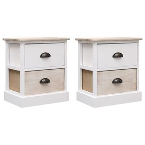 vidaXL Mesitas noche 2 uds madera Paulownia blanco natural 38x28x45cm