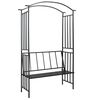 vidaXL Arco de jard&iacute;n con banco hierro negro 128x50x207 cm