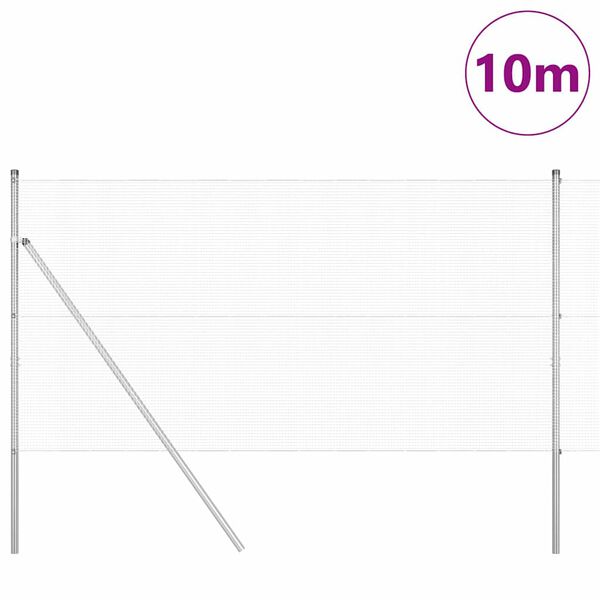 vidaXL Poste de Valla Plateado 10 x 1,4 m (malla de 12 x 12 mm) Acero
