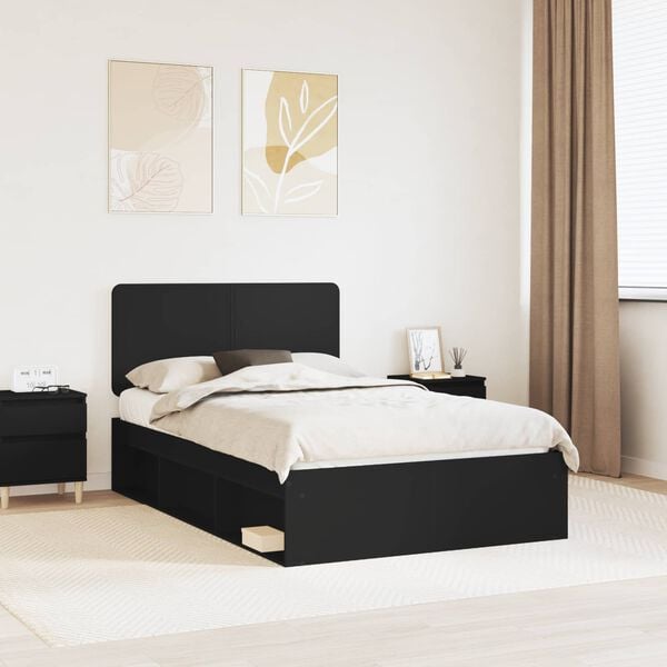vidaXL Estructura de cama Negro 135 x 190 cm Madera de pino macizo
