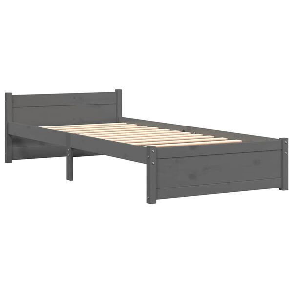 vidaXL Estructura de cama individual sin colch&oacute;n madera gris 75x190 cm