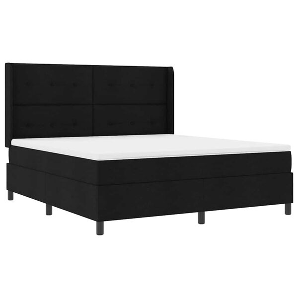 vidaXL Cama tipo Box Spring con colch&oacute;n Negro 200 x 180 cm tela