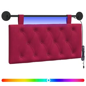 vidaXL Cabecero colgante Con luz LED Rojo vino Terciopelo