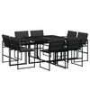 vidaXL Juego de comedor de jard&iacute;n 9 piezas con cojines textileno negro