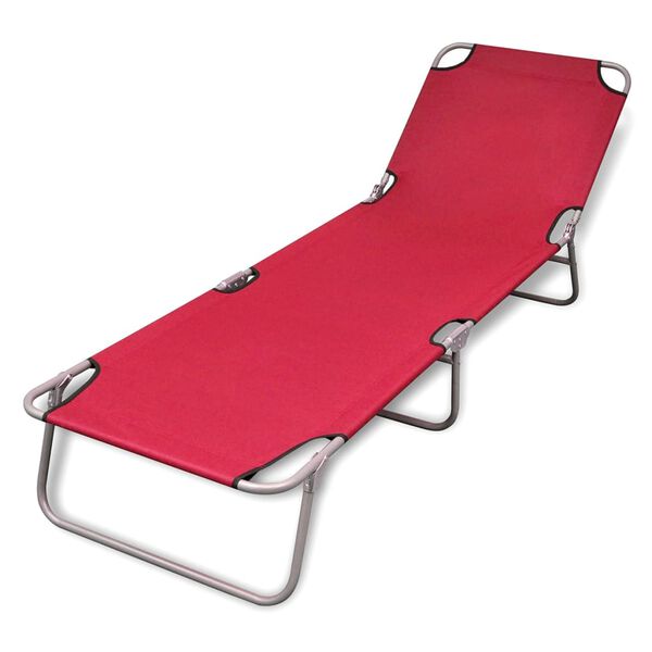 vidaXL Tumbona plegable de acero con recubrimiento polvo rojo