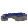 vidaXL Set de muebles de jard&iacute;n 10 pzas y cojines rat&aacute;n sint&eacute;tico gris