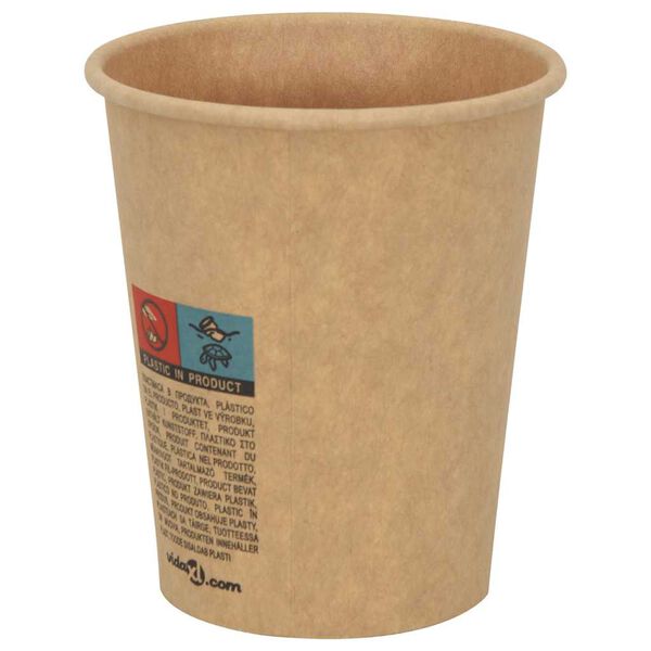 vidaXL Tazas de café de papel 1000 uds 8oz 200ml marrón