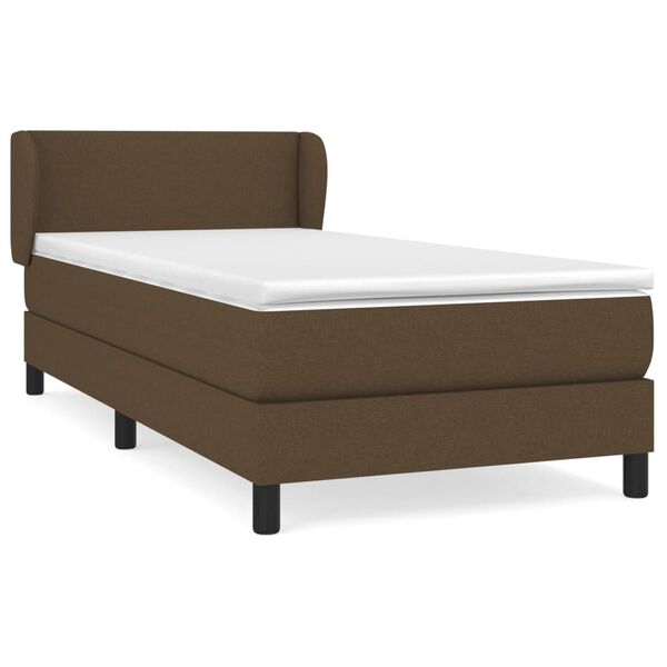 vidaXL Cama box spring con colch&oacute;n tela marr&oacute;n oscuro 90x200 cm