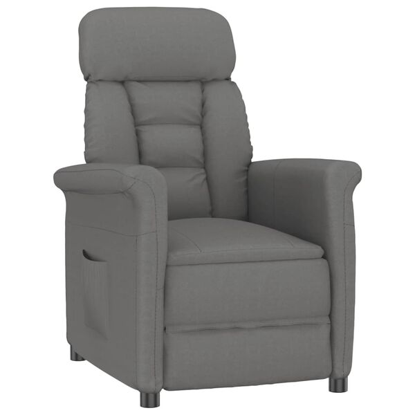 vidaXL Sill&oacute;n reclinable de piel de ante artificial gris oscuro