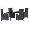 vidaXL Conjunto de Comedor de Jard&iacute;n 5 uds. Negro rat&aacute;n sint&eacute;tico