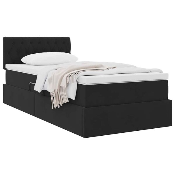 vidaXL Cama con almacenamiento Negro 100 x 200 cm Terciopelo