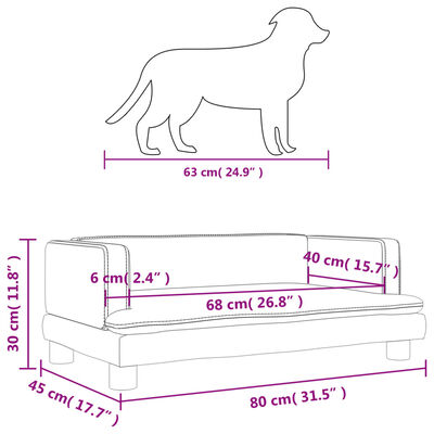 vidaXL Cama para perros de terciopelo marrón 80x45x30 cm