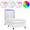 vidaXL Cama box spring y colch&oacute;n LED cuero sint&eacute;tico blanco 90x190 cm