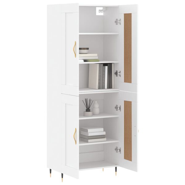 vidaXL Aparador alto madera contrachapada blanco 69,5x34x180 cm