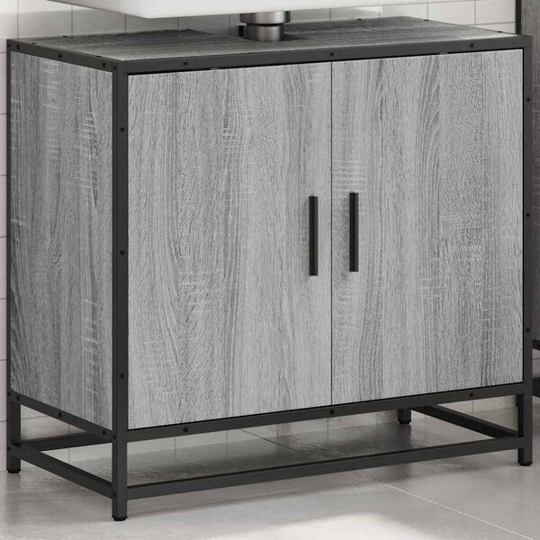 vidaXL Mueble lavabo ba&ntilde;o madera contrachapada sonoma gris 65x33x60 cm