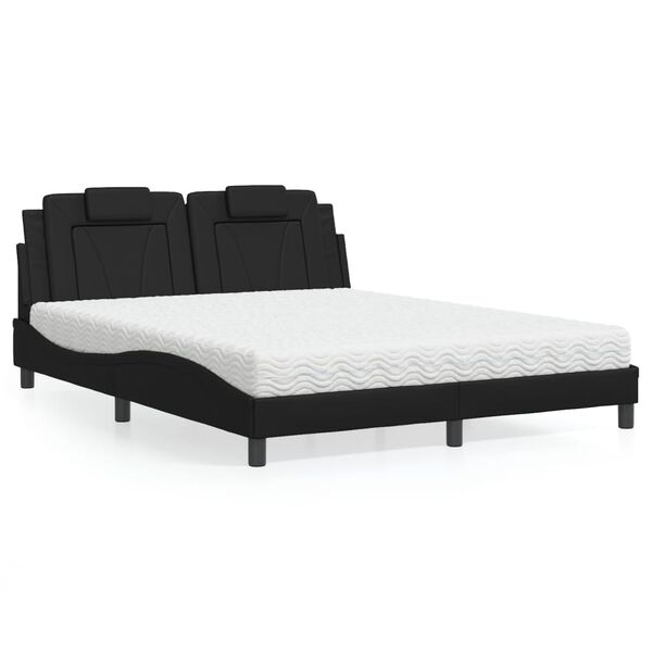 vidaXL Cama Viana con colch&oacute;n cuero sint&eacute;tico negro 160x200 cm