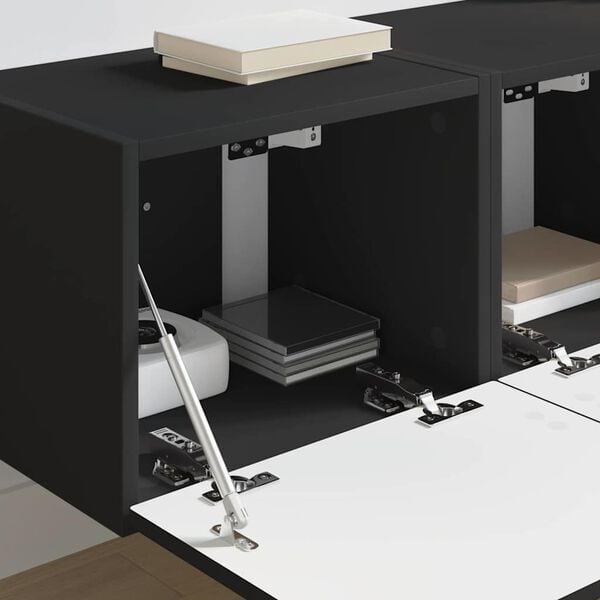 vidaXL Mueble de TV Montado en la Pared 2 pcs Negro 60 x 31 x 29.5 cm