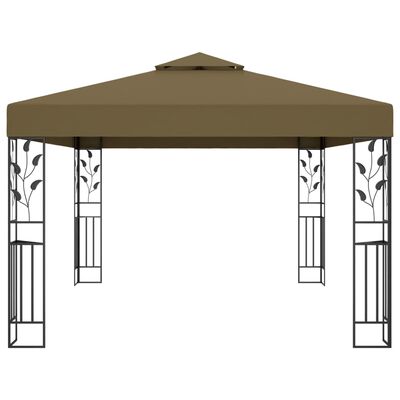 vidaXL Cenador con doble techo gris taupe 3x4m 180 g/m²