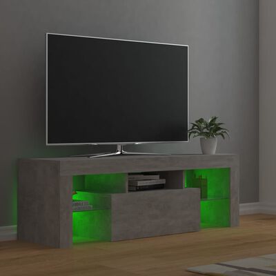 vidaXL Mueble de TV con luces LED gris hormigón 120x35x40 cm