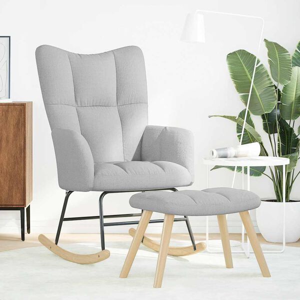 vidaXL Mecedora con reposapi&eacute;s de tela gris nube