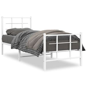 vidaXL Estructura cama sin colch&oacute;n con estribo metal blanco 80x200 cm