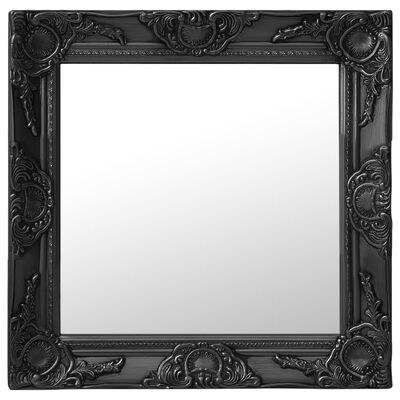 vidaXL Espejo de pared estilo barroco negro 50x50 cm