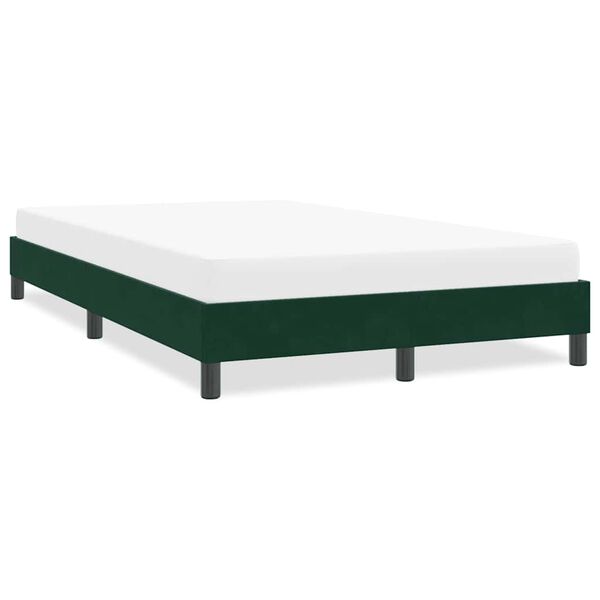 vidaXL Estructura cama sin colch&oacute;n terciopelo verde oscuro 120x220 cm