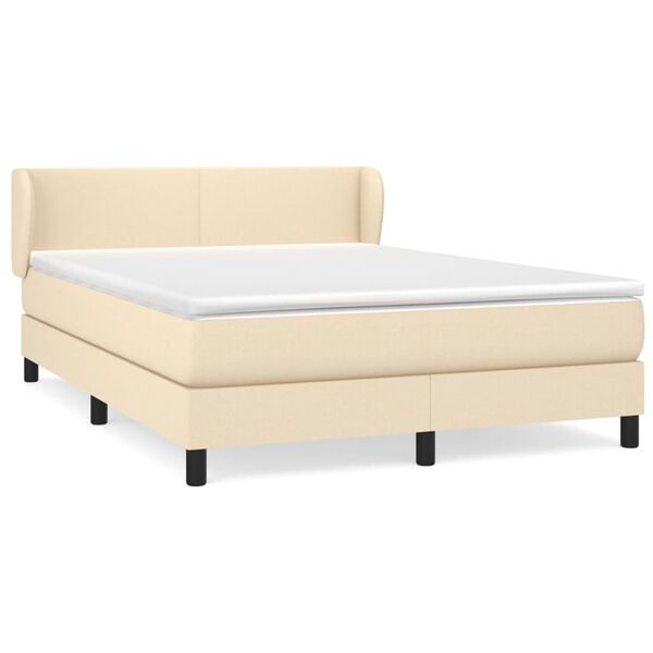 vidaXL Cama box spring con colch&oacute;n tela color crema 140x190 cm