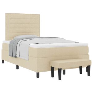 vidaXL Cama tipo Box Spring con cabecera Crema 120 x 190 cm tela