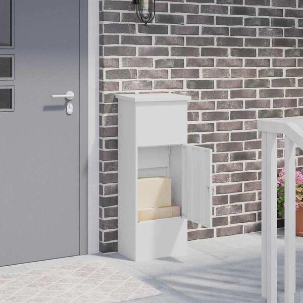 vidaXL Caja de entrega de paquetes Blanco 44.5 x 29 x 110.5 cm Acero