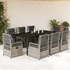 vidaXL Set comedor jard&iacute;n 9 pzas y cojines rat&aacute;n sint&eacute;tico gris