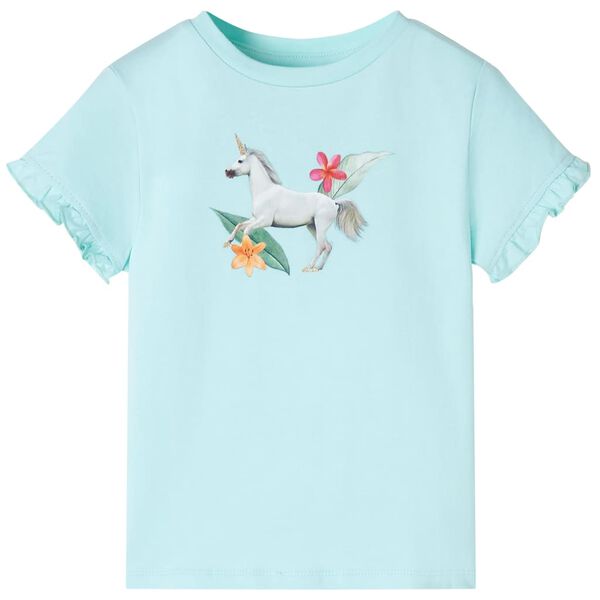 Camiseta infantil de manga corta verde agua 140