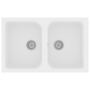 vidaXL Fregadero de cocina Cuarzo y resina 76 x 48 x 30 cm Blanco