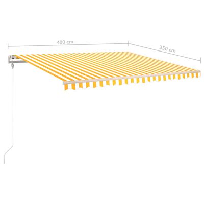 vidaXL Toldo manual retráctil con LED amarillo y blanco 4x3,5 m