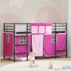 vidaXL Estructura de Cama Alta para Ni&ntilde;os con Cortinas Negro y Rosa