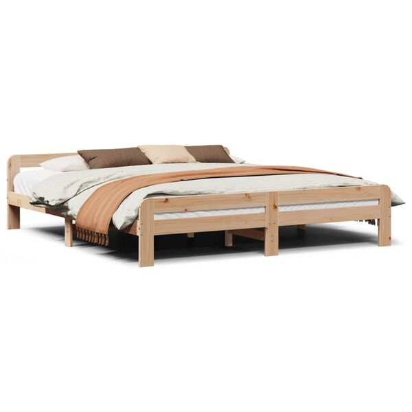 vidaXL Estructura de cama sin colch&oacute;n madera maciza de pino 200x200 cm