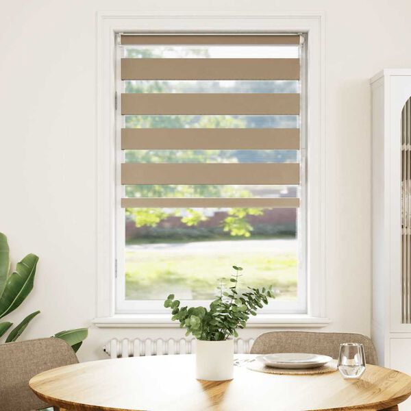 vidaXL Estor cebra marr&oacute;n arena tejido ancho 65,9 cm poli&eacute;ster