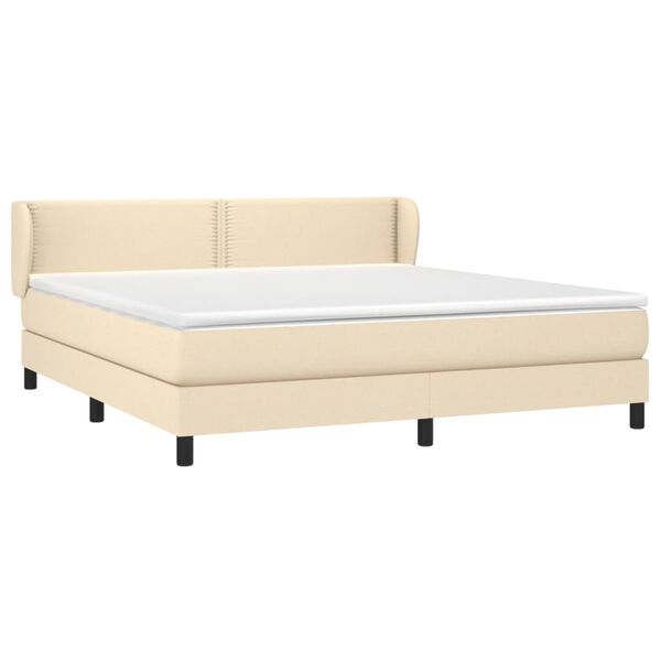 vidaXL Cama box spring con colch&oacute;n tela color crema 180x200 cm