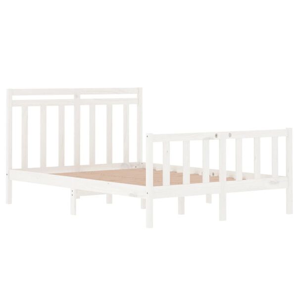 vidaXL Estructura de cama de madera maciza blanca 135x190 cm