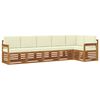 vidaXL Conjunto de sof&aacute;s de exterior 6 uds. Natural y Crema Poli&eacute;ster