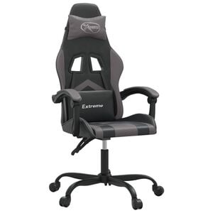 vidaXL Silla gaming giratoria cuero sint&eacute;tico negro y gris
