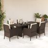 vidaXL Set comedor de jard&iacute;n 7 pzas con cojines rat&aacute;n sint&eacute;tico marr&oacute;n