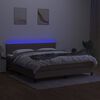 vidaXL Cama box spring colch&oacute;n y luces LED tela gris taupe 180x200 cm