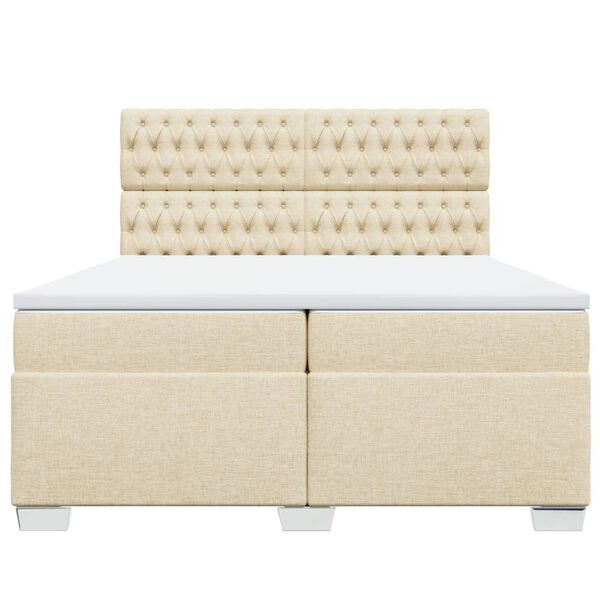 vidaXL Cama box spring con colch&oacute;n tela color crema 200x200 cm