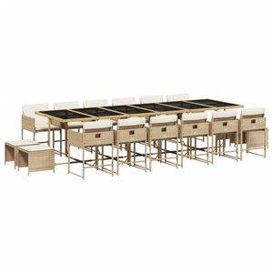 vidaXL Set comedor de jard&iacute;n 17 pzas con cojines rat&aacute;n sint&eacute;tico beige