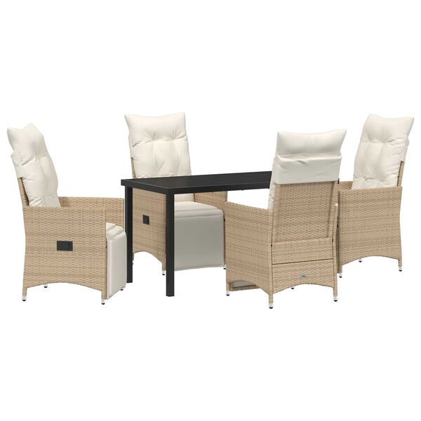 vidaXL Conjunto de Comedor de Jard&iacute;n 5 pcs Beige rat&aacute;n sint&eacute;tico