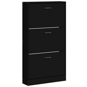 vidaXL Zapatero madera contrachapada negro 59x17x108 cm