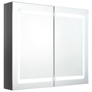 vidaXL Armario de ba&ntilde;o con espejo LED gris brillante 80x12x68 cm