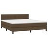 vidaXL Cama box spring colch&oacute;n luces LED tela marr&oacute;n oscuro 180x200cm